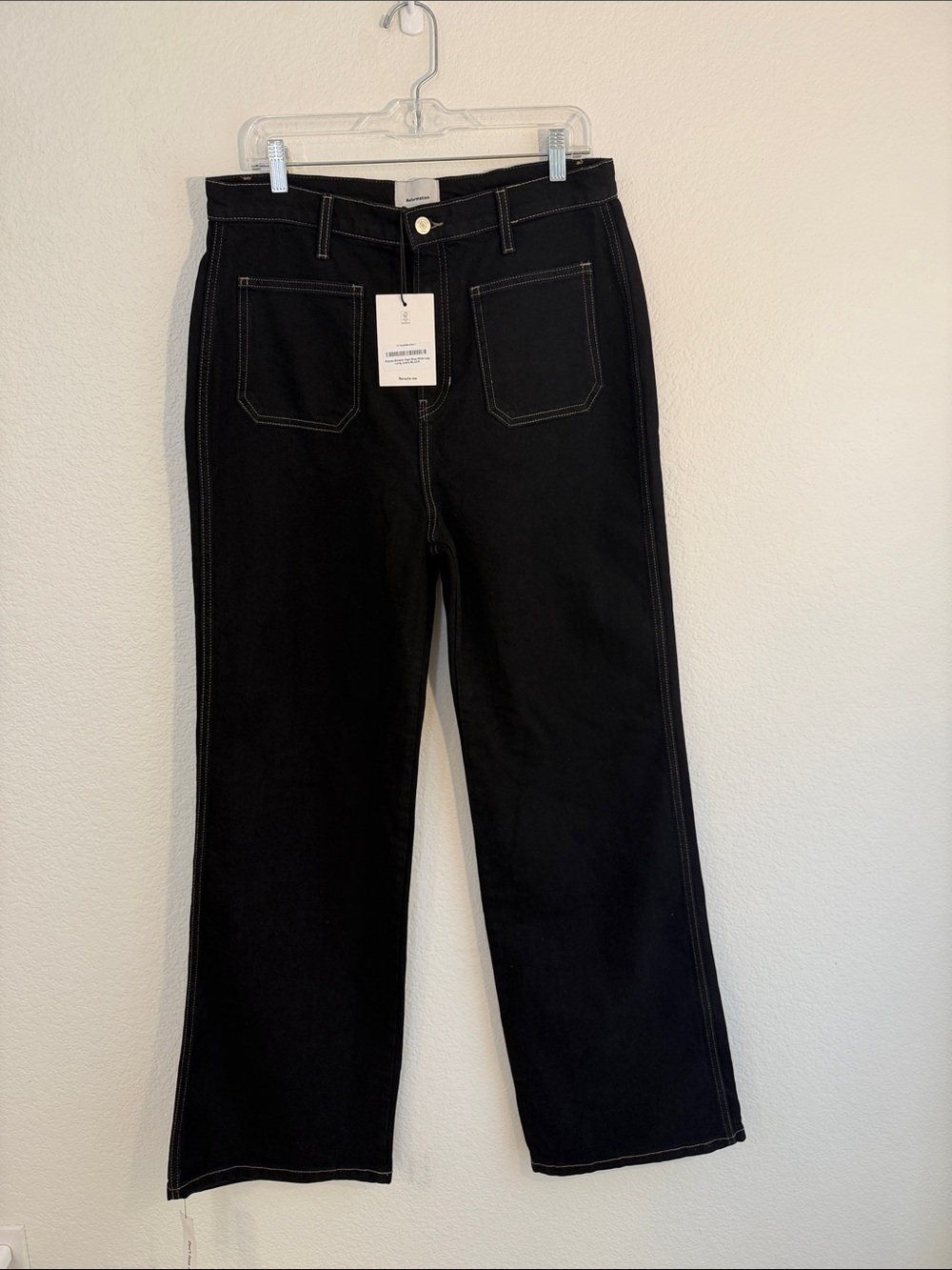 Reformation Alyssa Stretch High Rise Wide Leg Jeans - Black - Picture 2 of 9